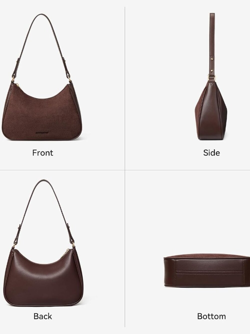 Crescent Shoulder Bag Dual-Texture Vegan Leather Purses for Women Retro Cross bo - Picture 5 of 6